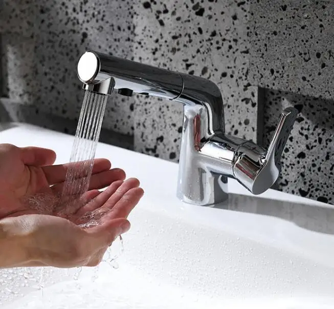 HOT SALE pull out modern basin faucet mixer tap with two way sprayer