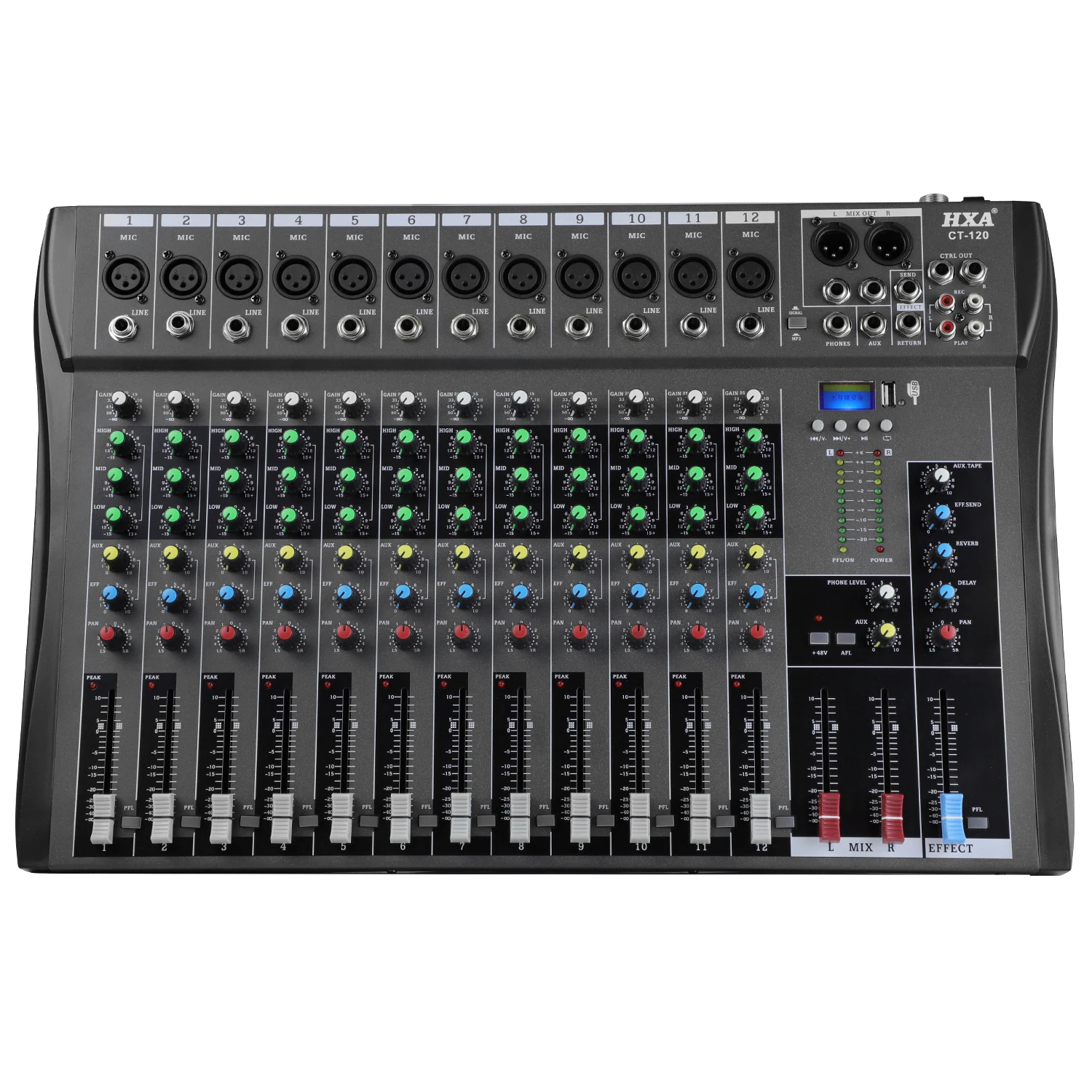 High  quality  Professional best audio mixer console USB 12-channel