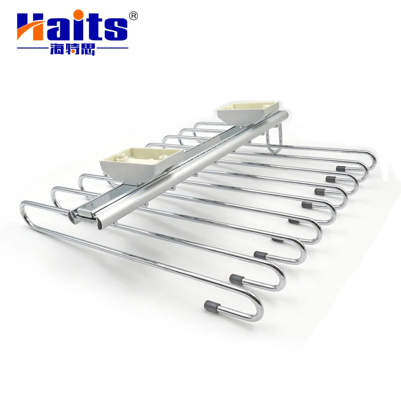 Wholesale Wardrobe Fittings 400mm Wardrobe Pull Out Top Mount Trousers Rack Soft Closing Slide Trousers Rack