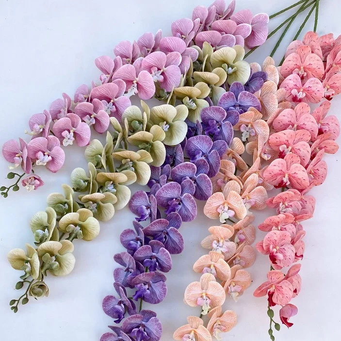 KEWEI 051 Artificial Premium Real Touch Orchid Stems Large Orchid 15 Heads 21 Heads Latex Phalaenopsis Orchid