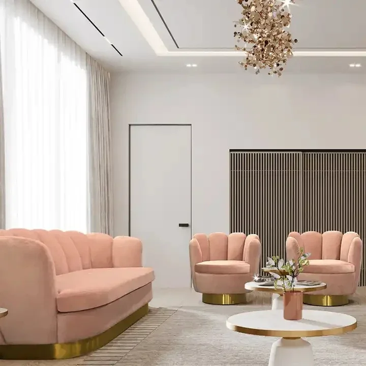 Nordic living room sofa, lazy armchair, single seat, two-seater, flower-shaped chaise longue with stool ZY-T75