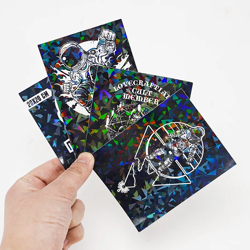 Custom rainbow refraction fragments Self Adhesive Holographic Logo Vinyl Printing Custom Die Cut Laser Hologram Stickers