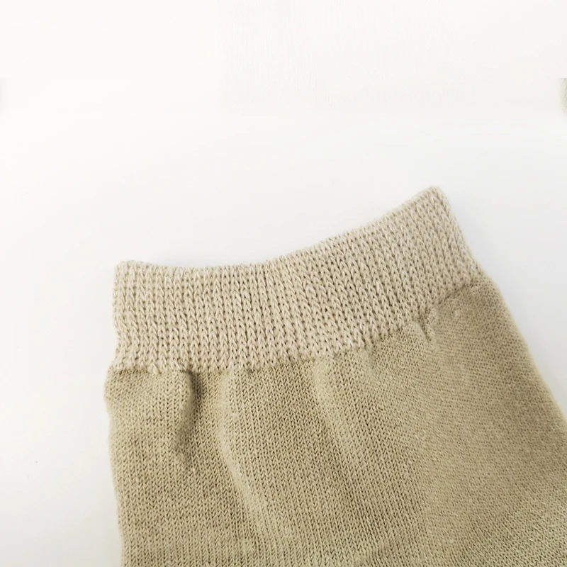 Man Natural Linen Cotton Woven Ankle Socks Logo Printed Breathable Deodorization Heavy Hemp Quarter Sock