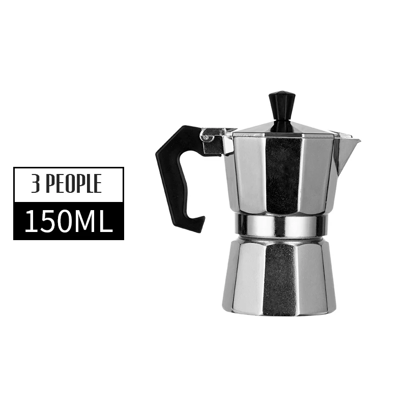 Best Selling 3 Cups Aluminum Italian Espresso Coffee Moka Pot Portable Silver Mini Coffee Espresso Coffee Maker Moka Pot