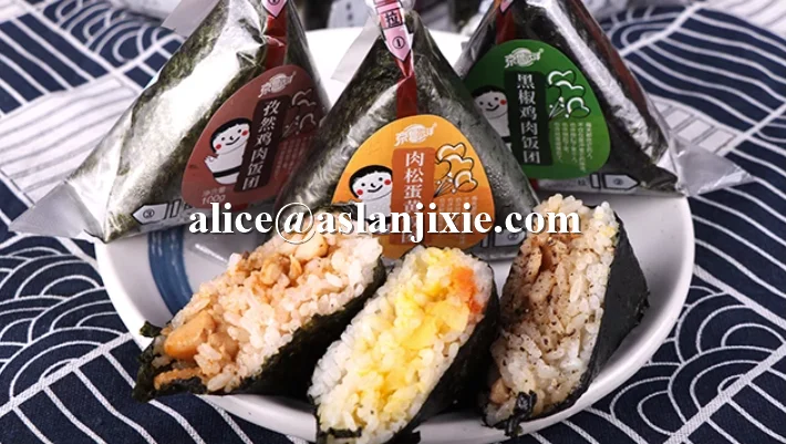 shop onigiri making wrapping machine/ suchi riceball shaping wrapper packing machine