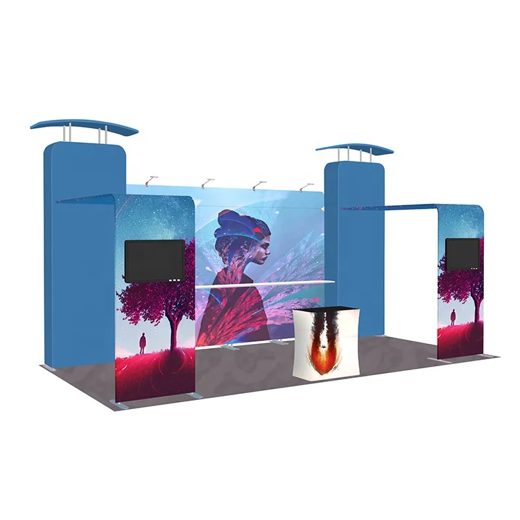 Portable Aluminium Frame Backlit Exhibition Trade Show Booth Wall Banner Stand Straight Backdrop Tension Fabric Pop up Display