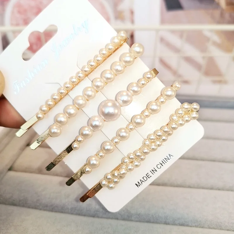 Word clip girl hairpin fashion pearl hairclip trend metal bangs edge