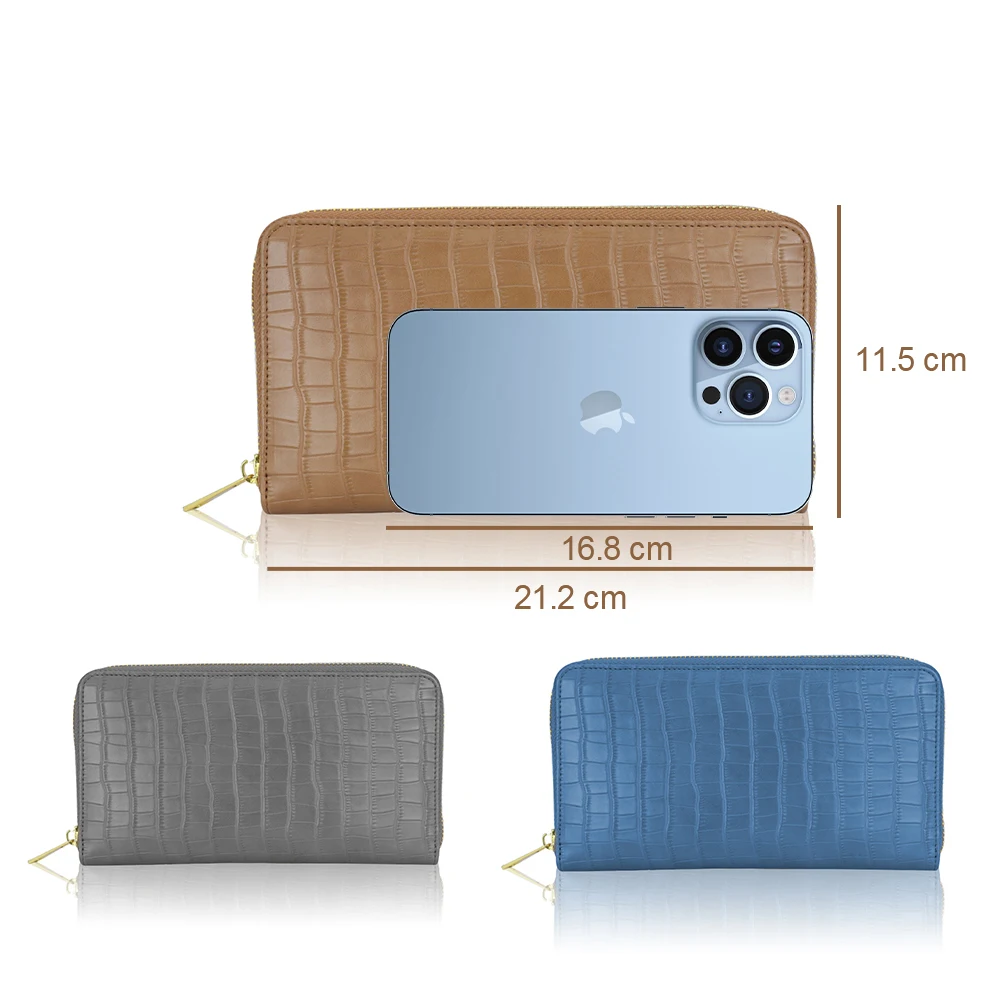 Simple Business Long Zipper Wallet Multi-Functional Card Holder Large Capacity Clutch Bag Mobile Phone Bag