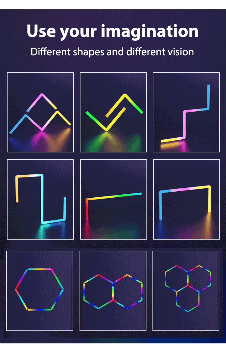 Оптовая продажа на заказ дистанционное управление шестигранное освещение Rgb светодиодный рабочий свет 12 В RGB