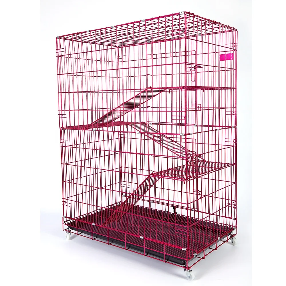 LJM181 Multiple size three-story indoor portable easy movable cat carrier cage double door cages for cats Pet Cages