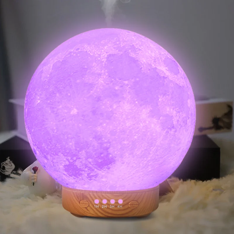 HonSun 2024 new design 3D moon lamp light diffuser Manufacturer Unique Cool Mist Automatic Off Machine Smart Appliances Diffusor