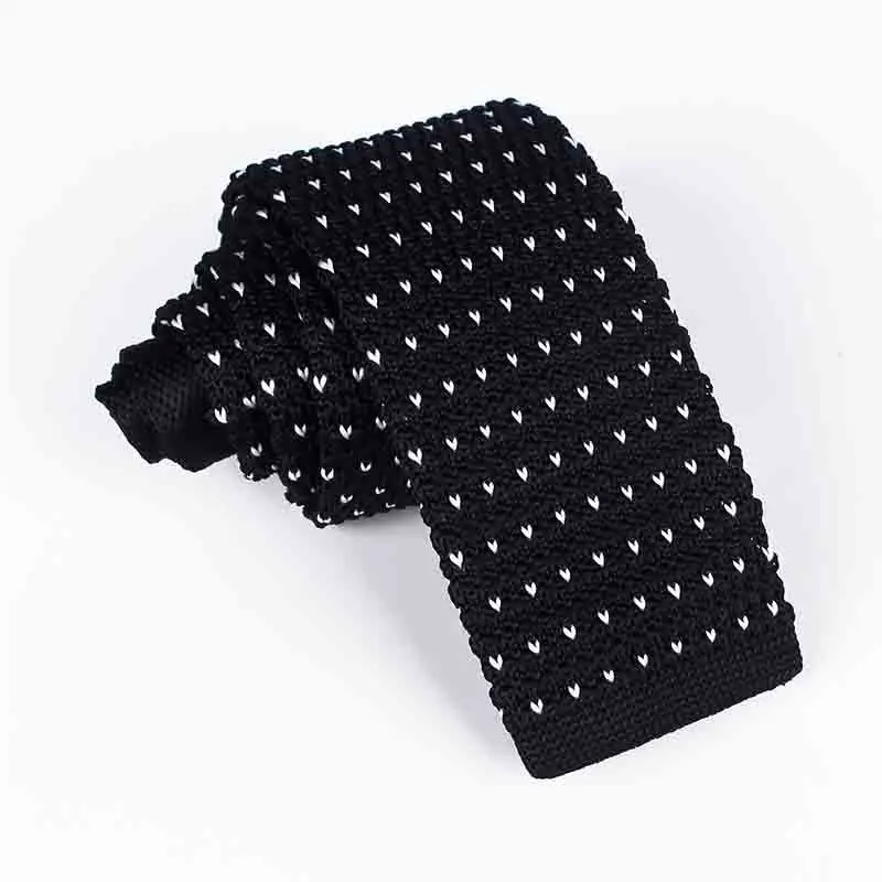 Factory supplies elegant party accessories embroidered 5.5cm skinny woven knitted polyester dot neckties for men