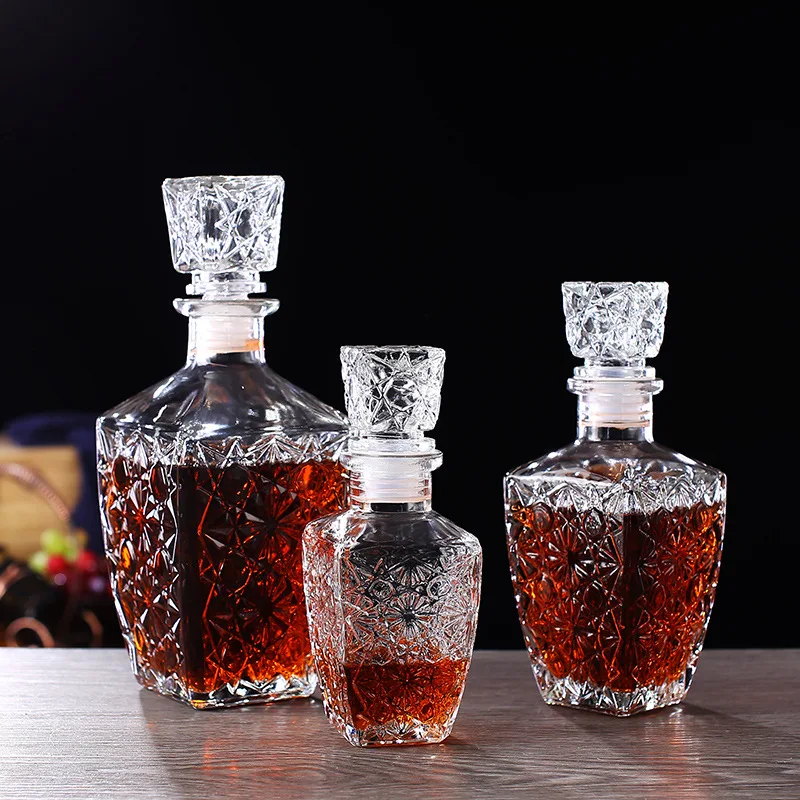 250ml 500ml 800ml Square Empty Liquor Wine Glass Bottle for Whiskey Brandy Rum