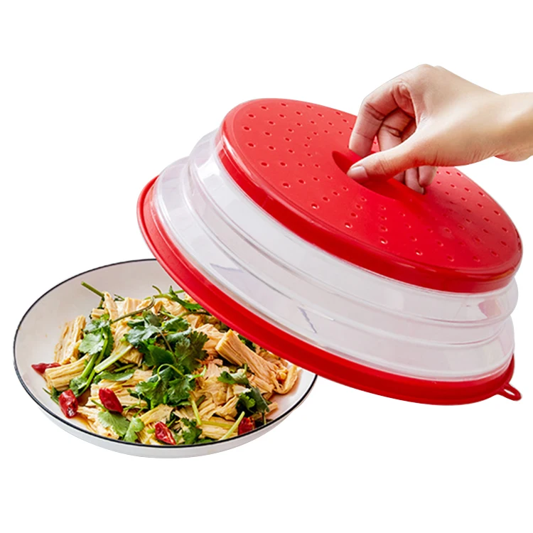 Heat resistant microwave silicone splatter guard collapsible microwave cover for food with Hook