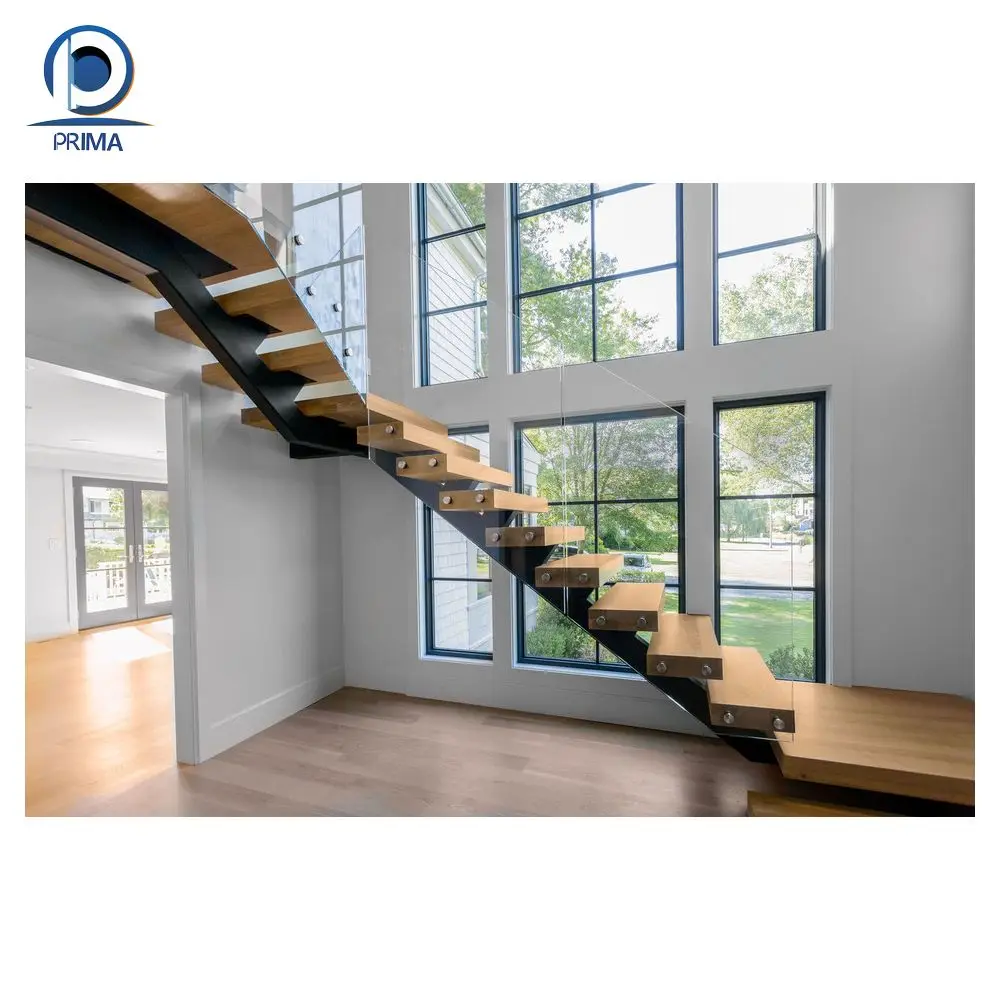 PRIMA  stairs free design indoor stairs straight and wooden steps stairs