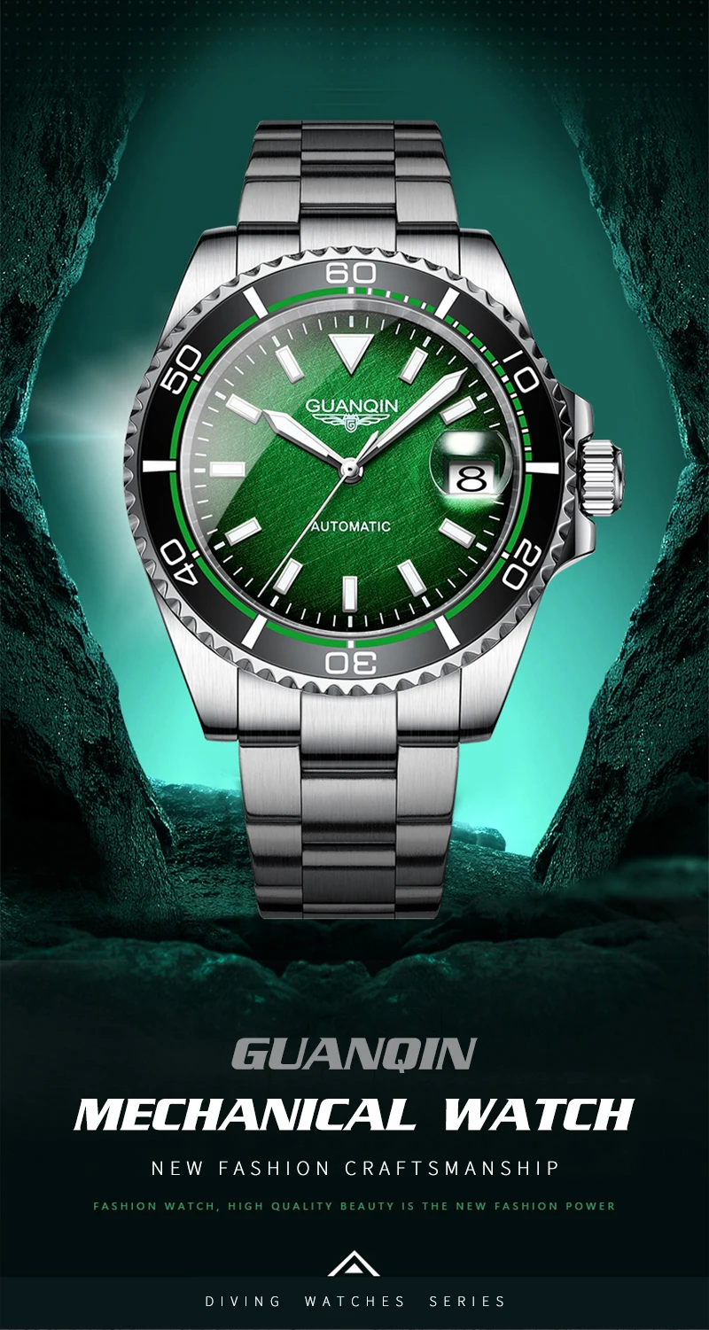 GUANQIN 2022 Custom Logo Automatic 316l Stainless Steel Case Bezel Mechanical Hand Watch