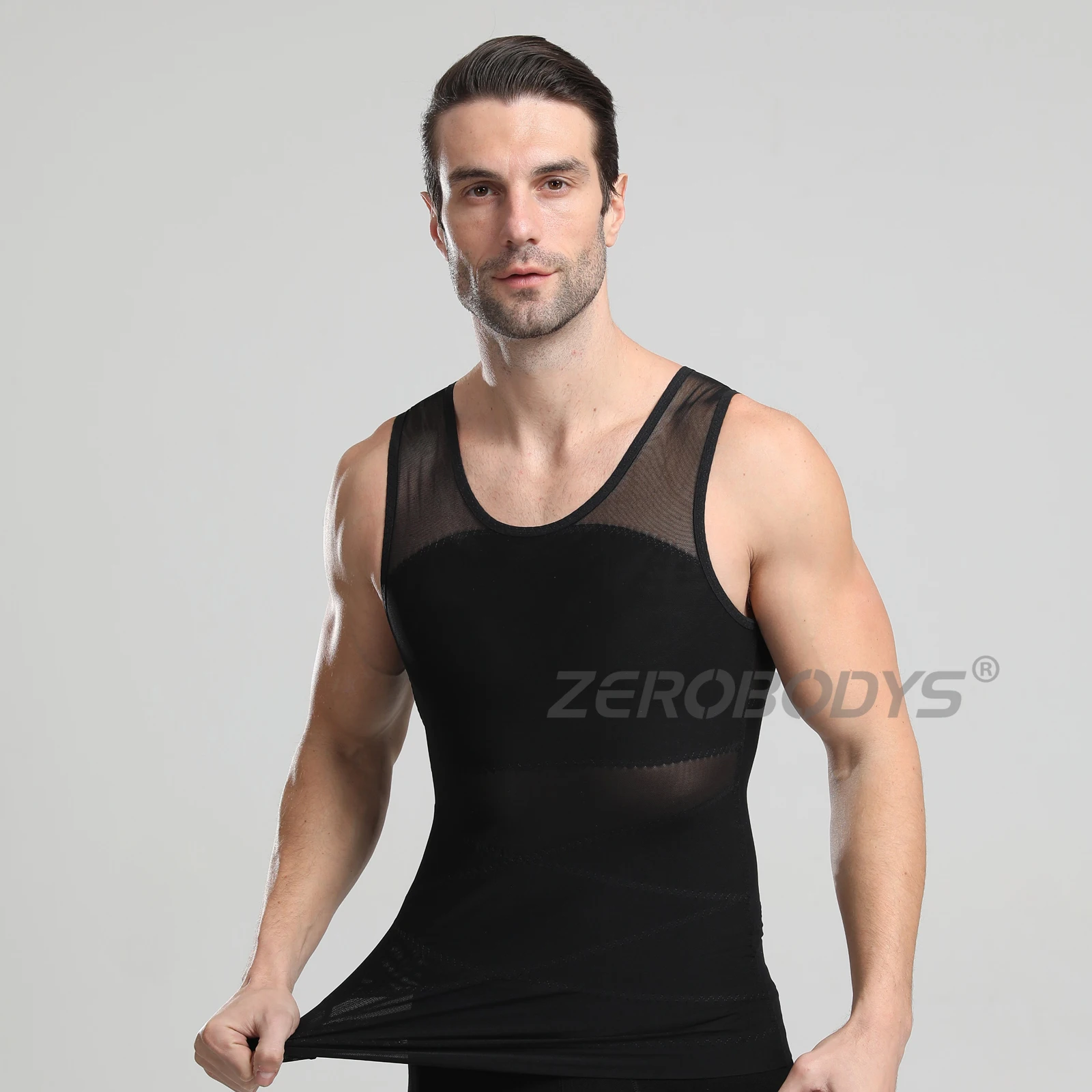 W093 Fajas for Man Slimming Fit Tank Top Chest Compression Body Building Abdominal Tightening Vest