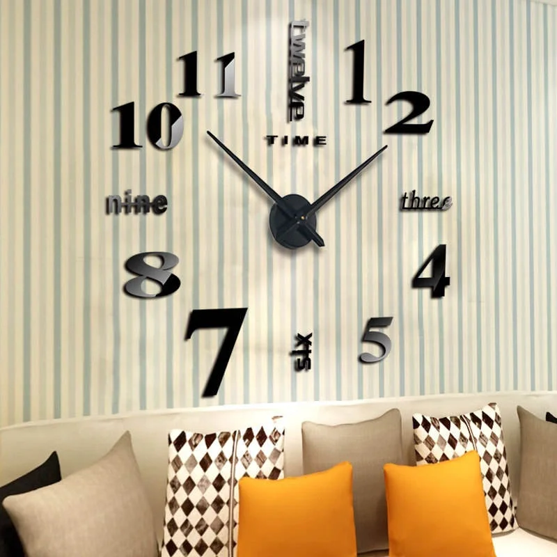 3D DIY Frameless Wall Clock Home Decorative Clock Sticker for Living Room Bedroom Office Wall Clocks