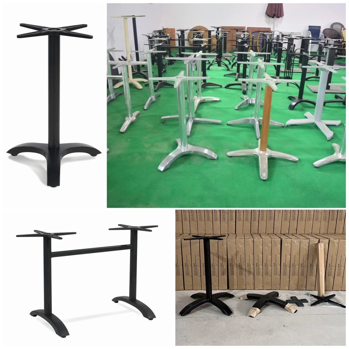 French Style Outdoor Black Metal Table Base Aluminum Coffee Dining and Workshop Legs for Living Room Laundry and Farmhouse