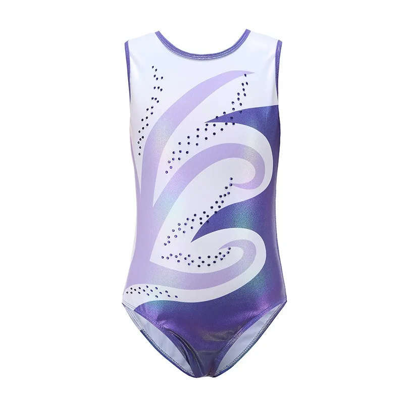 Kapeisha Multicolor Sublimation Performance Dance Clothing Girls Ballet Bodysuit Sleeveless Rhinestone Leotards Gymnastics Wear