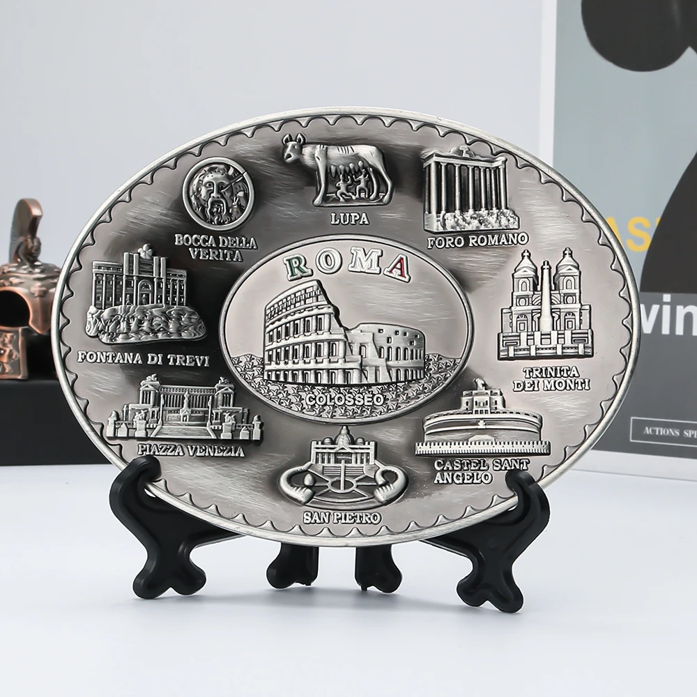 Антикварная декоративная винтажная рельефная пластина 3d на заказ металлическая поделка сувенирная Подарочная тарелка туристическая Roma