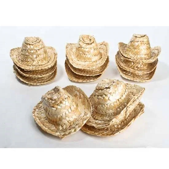 Promotion Customized Miniature Mini Wine Bottle Doll Pet Hat Summer Sombrero Round Top Straw Hat