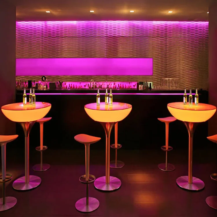 Portable Steel Leg Support Feet Waterproof led bar furniture bar table Led cocktail table for party
