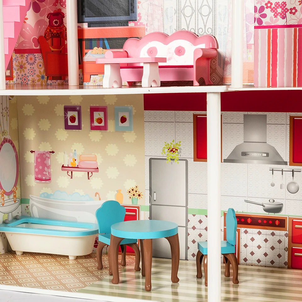 Wholesale Educational Furnitures Kids Wood Wooden Doll House for Girls