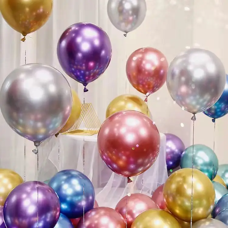 12 inch Thick Metallic Rose Gold Latex Balloons Chrome Latex Balloons For Birthday Party Decoration