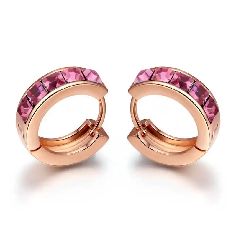 
Alloy Plated Gold Crystal Ear Ring Women Colourful Round Hoop Earrings Jewelry For Couple Korean Small Earring Custom Wholesaler 