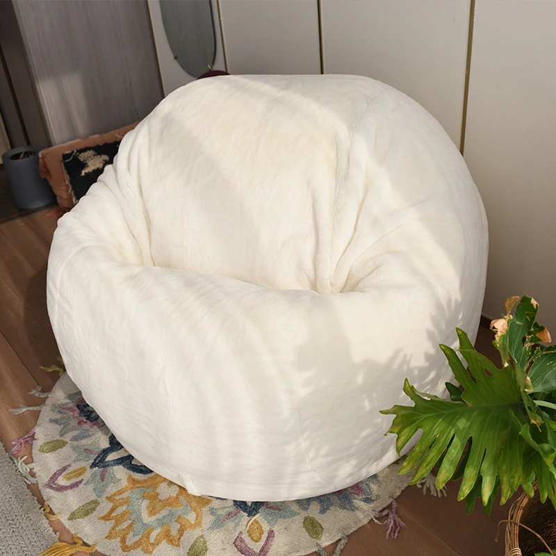Faux Fur Giant Seat Bean Bag White XXL