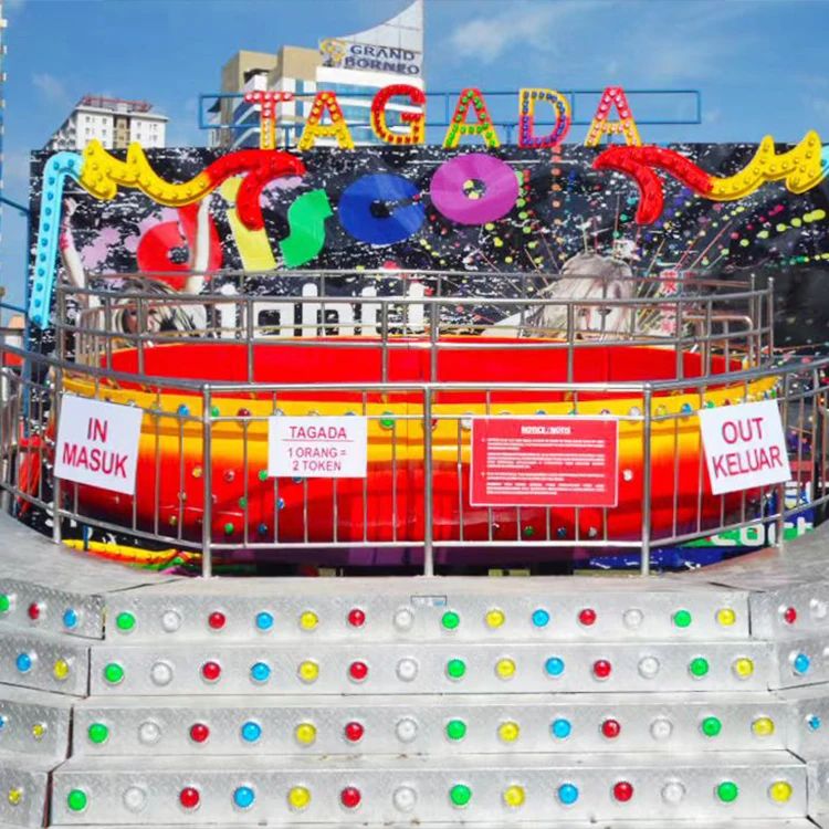 Amusement Park Facilities Big Turntable Foldable Ride 24 Seats Mobile Tagada Disco Game with Trailer