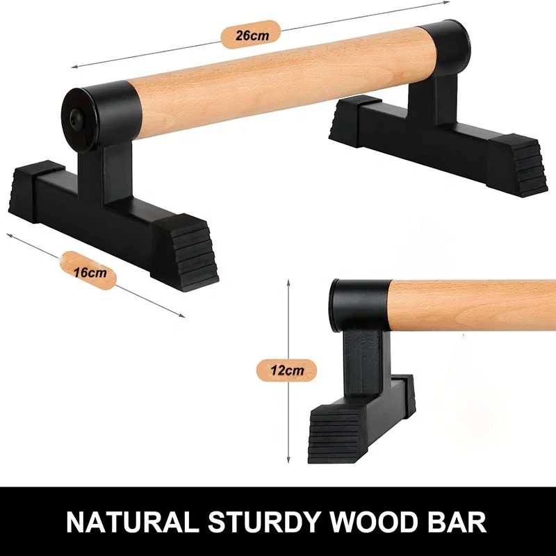 Push up bars  Wooden Parallettes Anti-slip Handstand Bars for Calisthenics, Fitness, Floor workouts Solid Wood