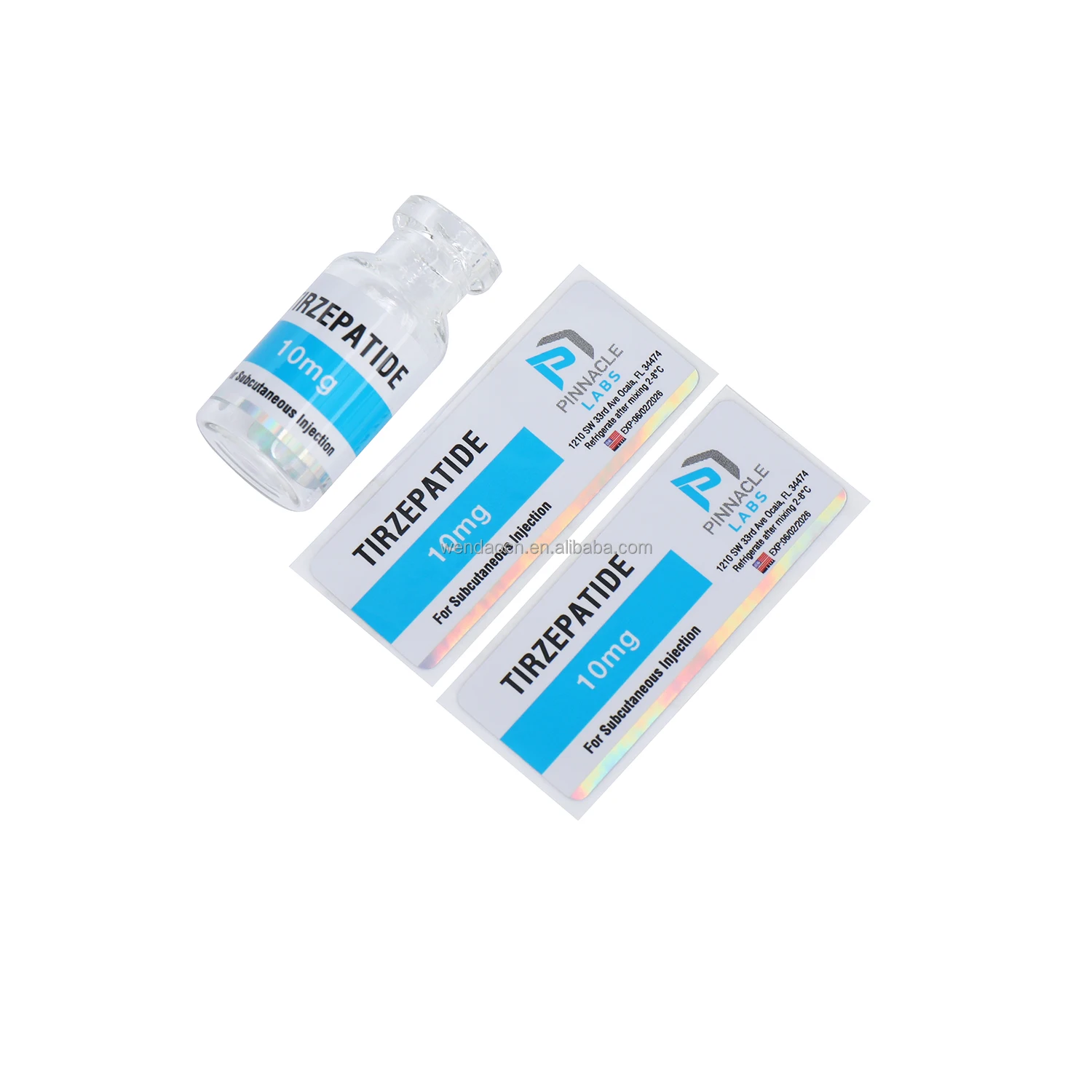 hologram foil peptide injection 2ml 10ml vial pharmaceutical bottle label for vials
