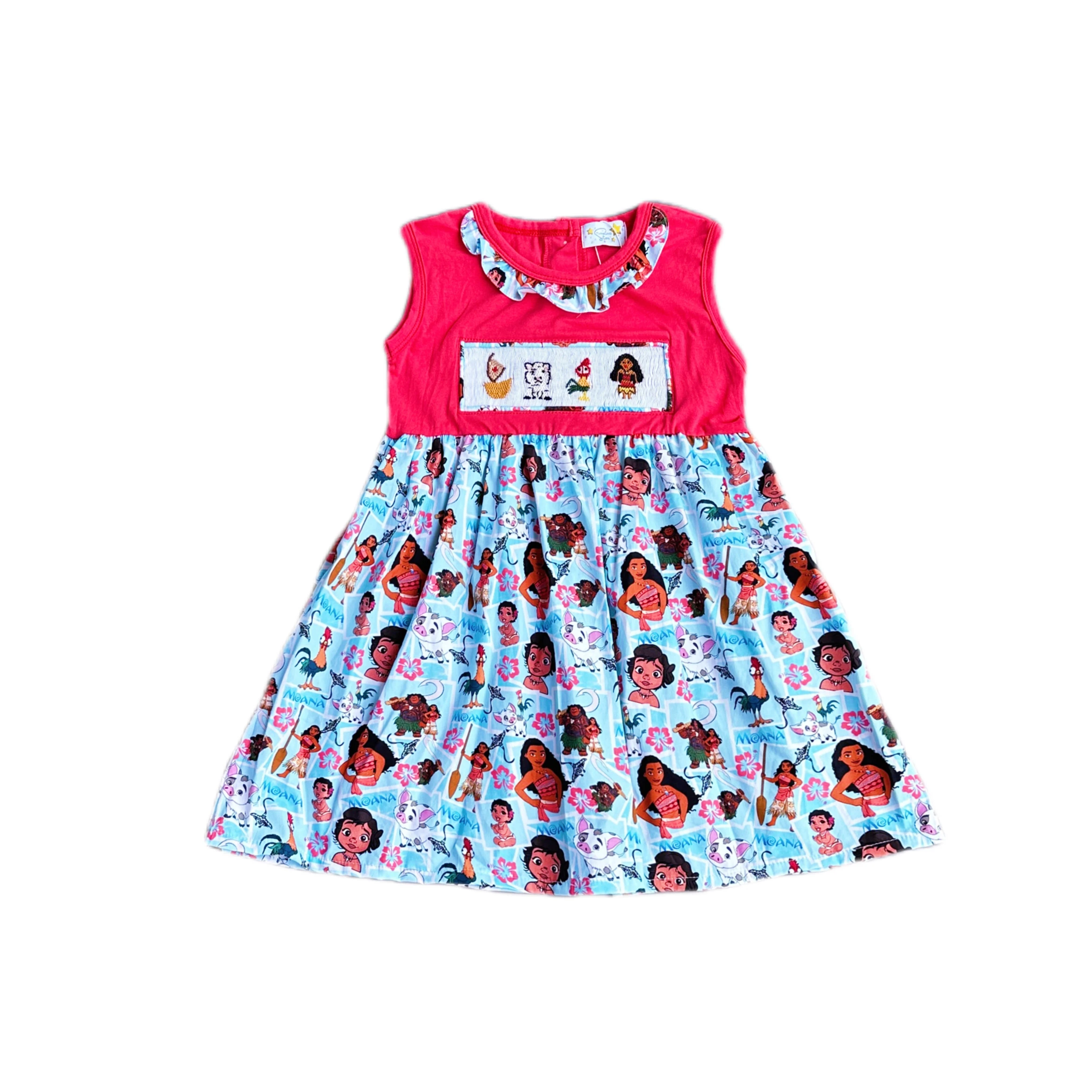 Yihui Custom Clothing Set Party Cotton Fabric Custom Patterned Sleeveless Ruffled Baby Girl Toddler Princess Dresses Smock