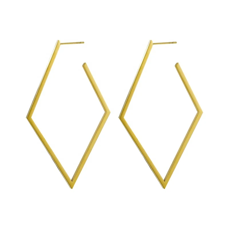 Wholesale Custom Trendy Big Earrings Fashion Jewelry 18K Gold Plated Stainless Steel Simple Large Oval Hoop Earrings For Women