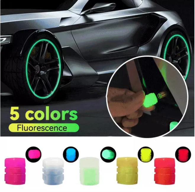 ABS Motorcycle Vehicle Truck Bicycle Bike Fluorescent Car Wheel Led Light Valve Stem Core Cover Luminous Tire Valve Caps