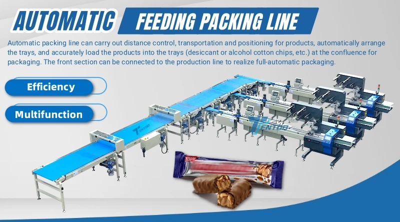 Automatic plastic tray pillow type snack bar egg roll seaweed roll packaging machine