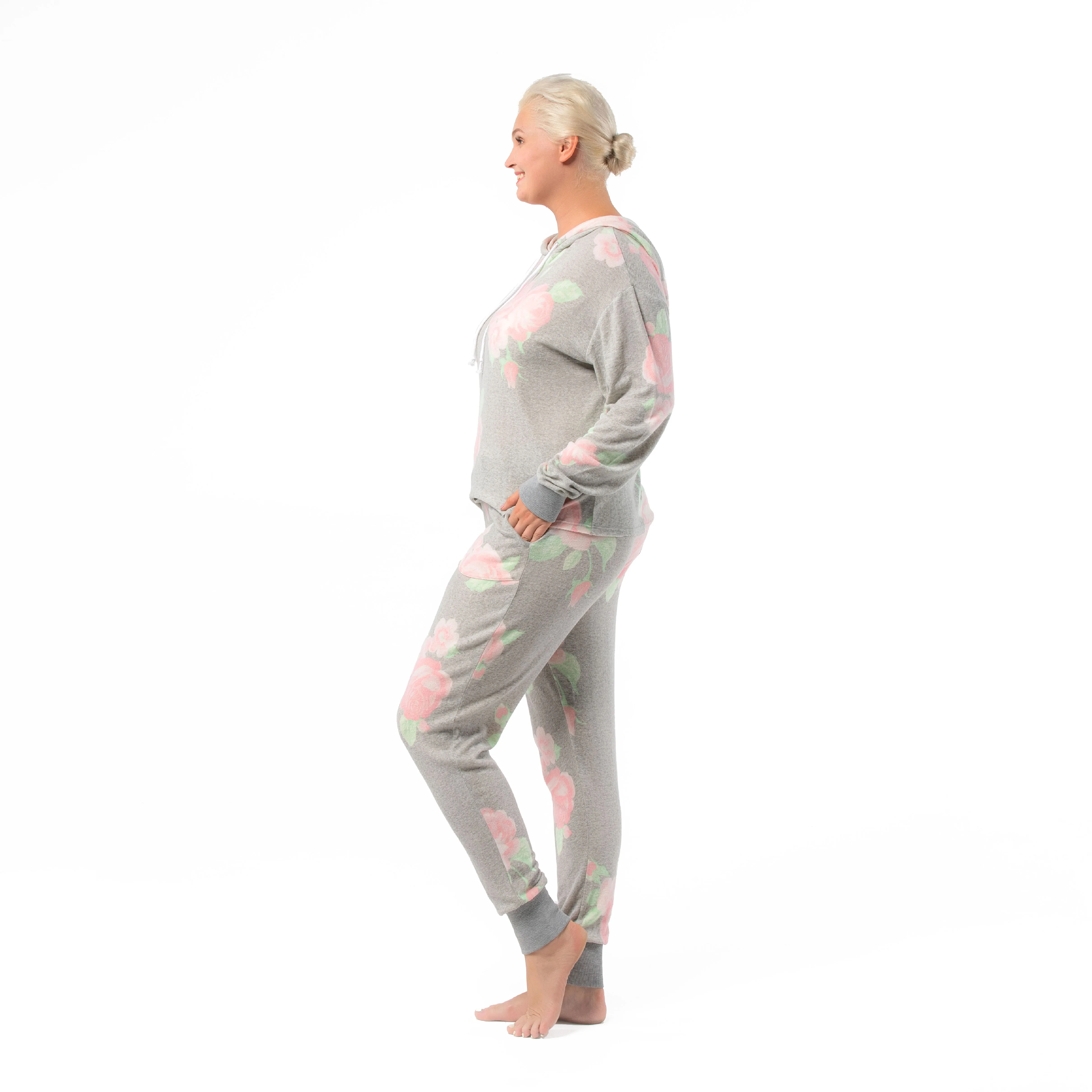 
2021 Hot sale women pijamas set para damas Floral printing grey costum color termicas pajamas set terno woman summer spring soft 