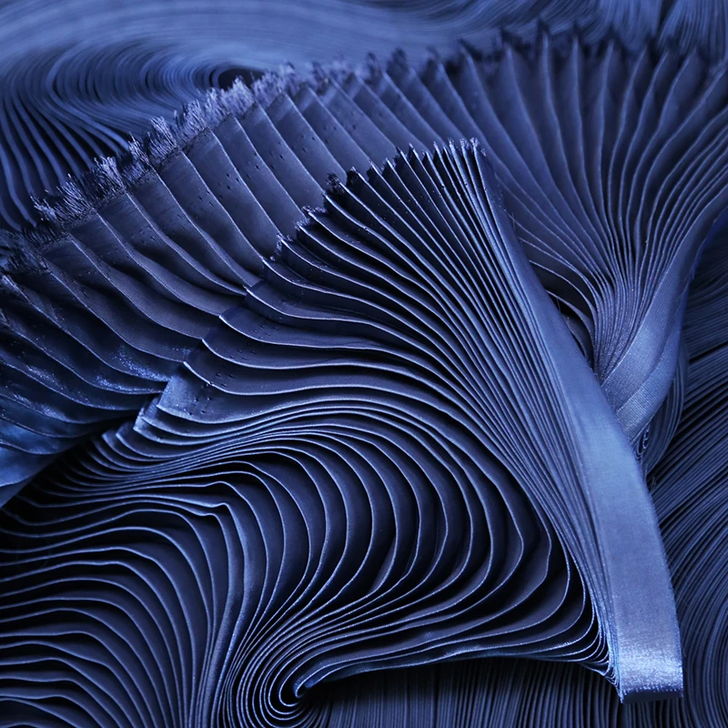 Pleated Mesh Fabric Design DIY Shape Handmade Fashion Designer Material Stage Background Fabrics