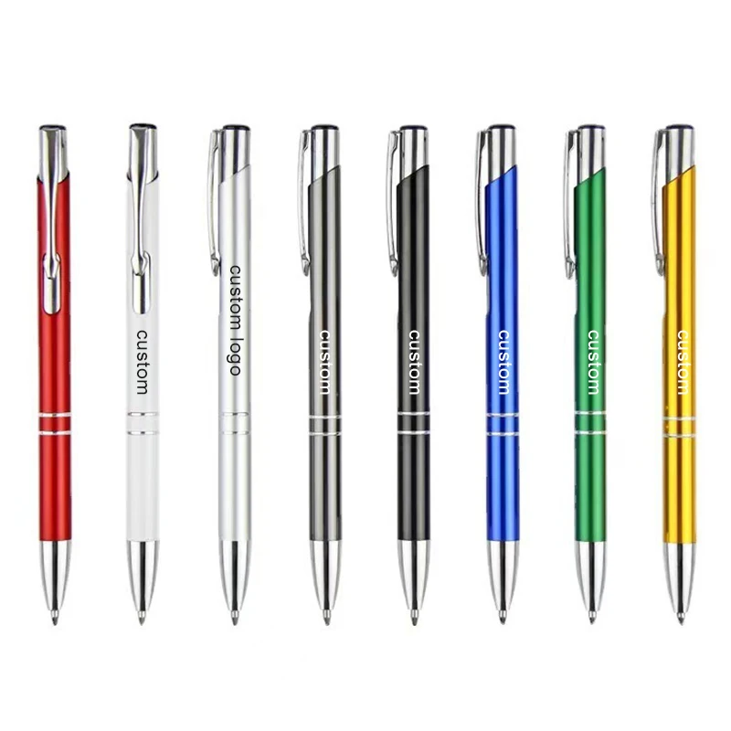 custom logo printed ballpoint pen promotional gift ball pen aluminium metal pen with custom Logo