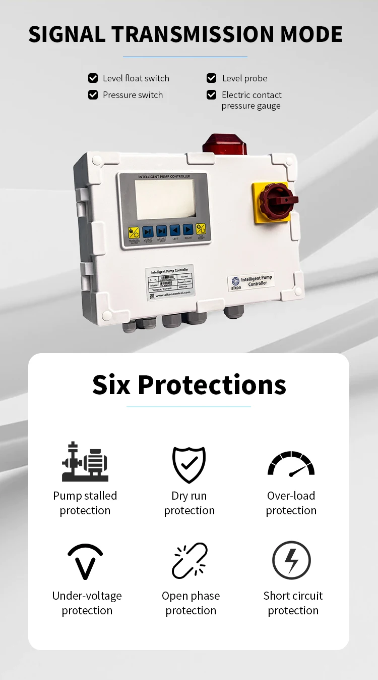 7.5kw 380v overload protection manual auto Level probe fully automatic intelligent water pump controller