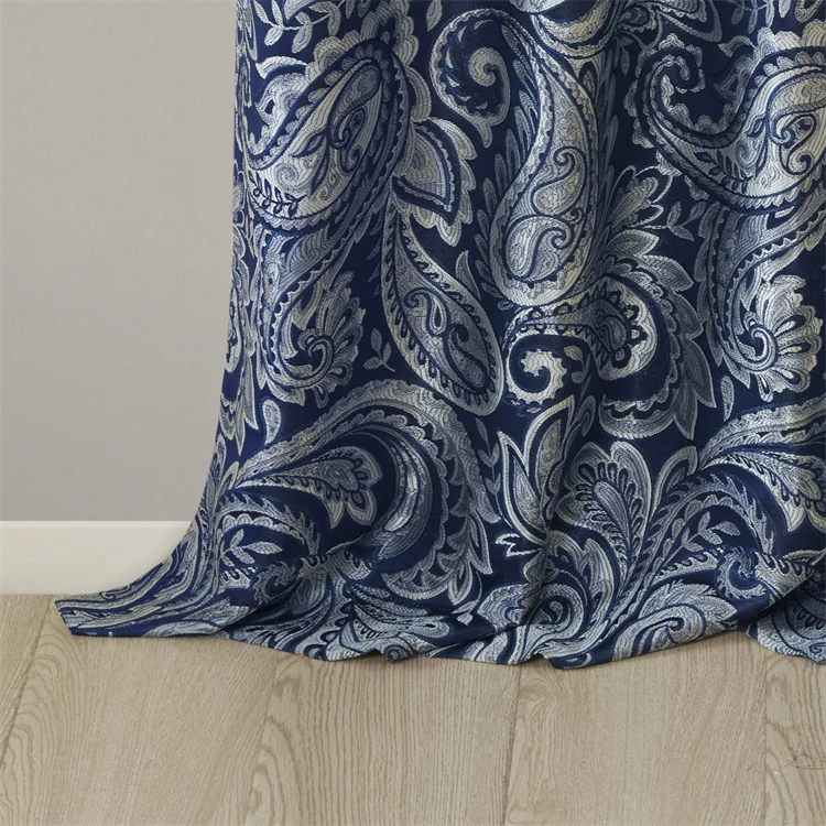 Shiny Satin Curtains Aubrey Faux Silk Paisley Jacquard Rod Pocket Curtain With Privacy Lining For Living Room