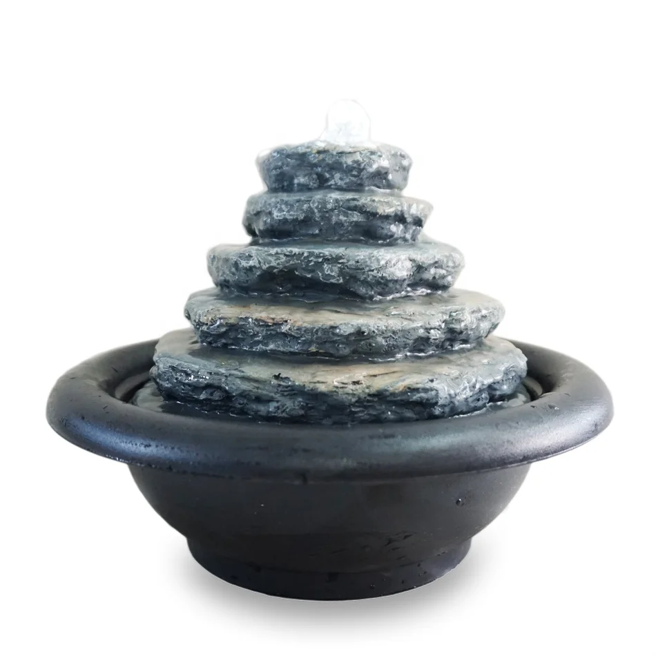 modern decor 4 resin pillar tiers indoor tabletop water fountain