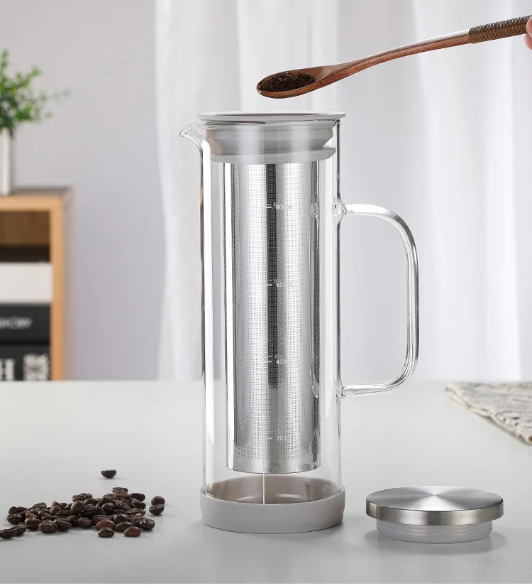 800ml Espresso Maker Cold Brew Iced Coffee Maker Dual Use Filter Coffee&Tea Pot Espresso Ice Drip Maker Glass Pots