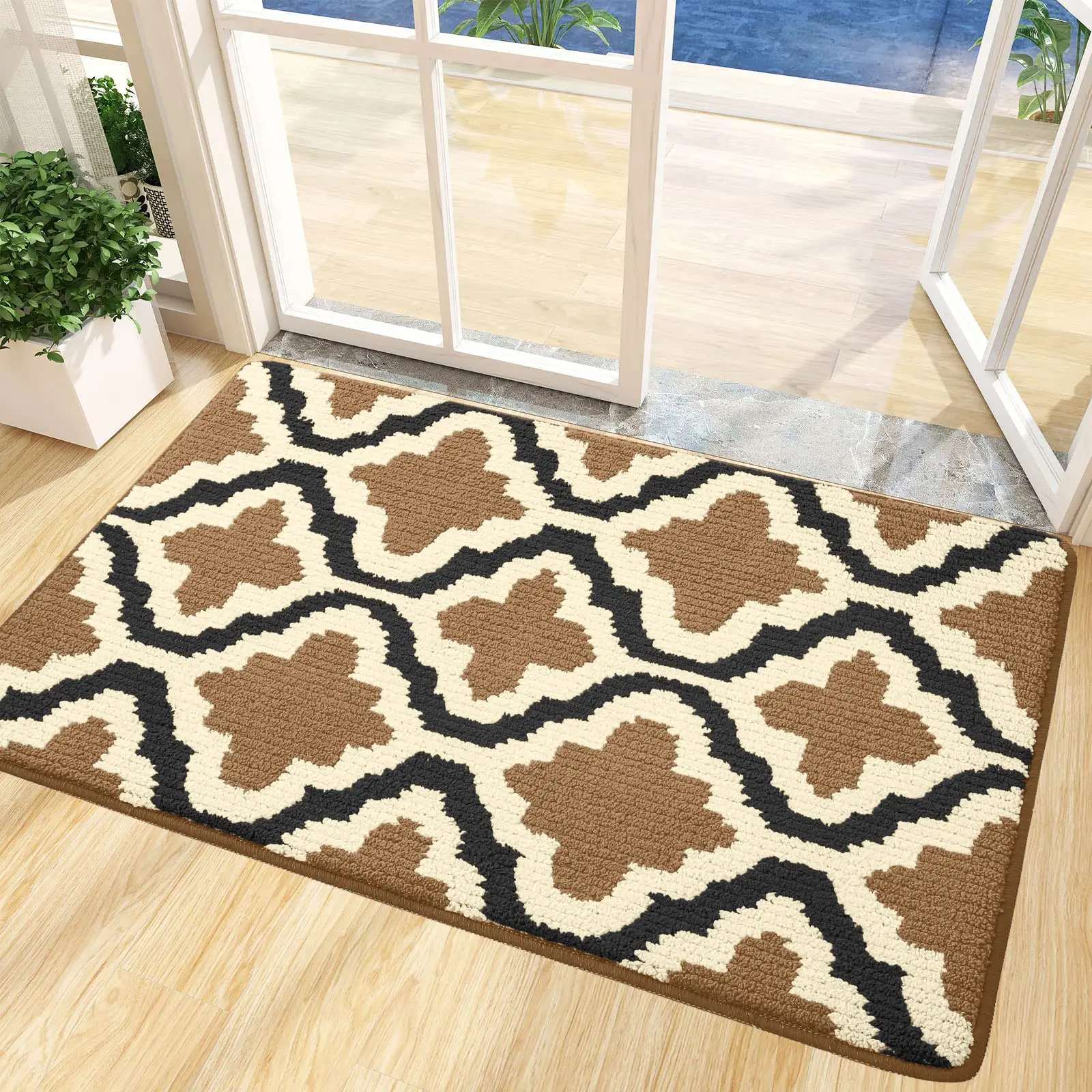 Indoor Door Mat Non-Slip Absorbent Dirt Resist Entryway Mat Low-Profile Inside Welcome Front Doormats for Entrance
