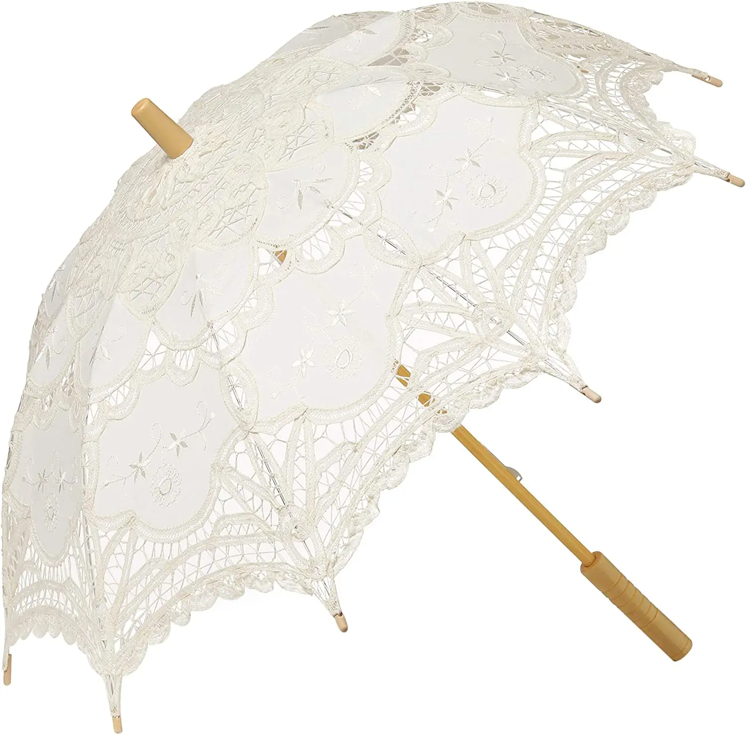 Small Sun Umbrella White Ivory Lace Parasol Bride Wedding Umbrellas wedding fabric parasol White Lace Bride Umbrella