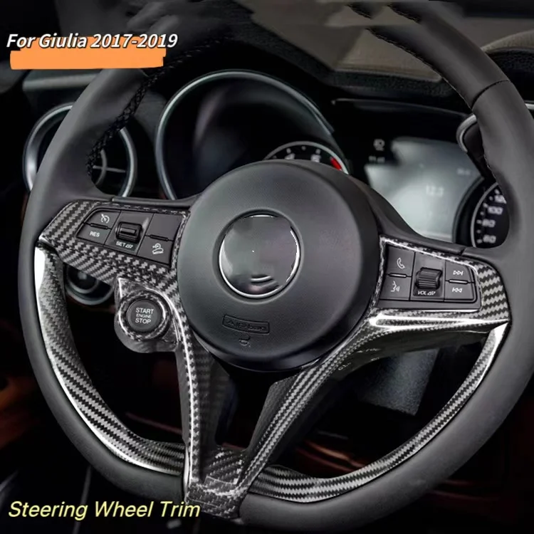 MRD Carbon steering wheel sticker for Alfa Romeo Giulia 2017-2019 carbon fiber cover carbon fiber pieces