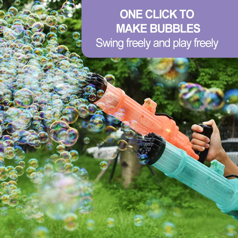 Wholesale High Quality Machine 21 25 Holes Led Bubbles Kids Toys Automatic Soap Gatling Bubble Gun