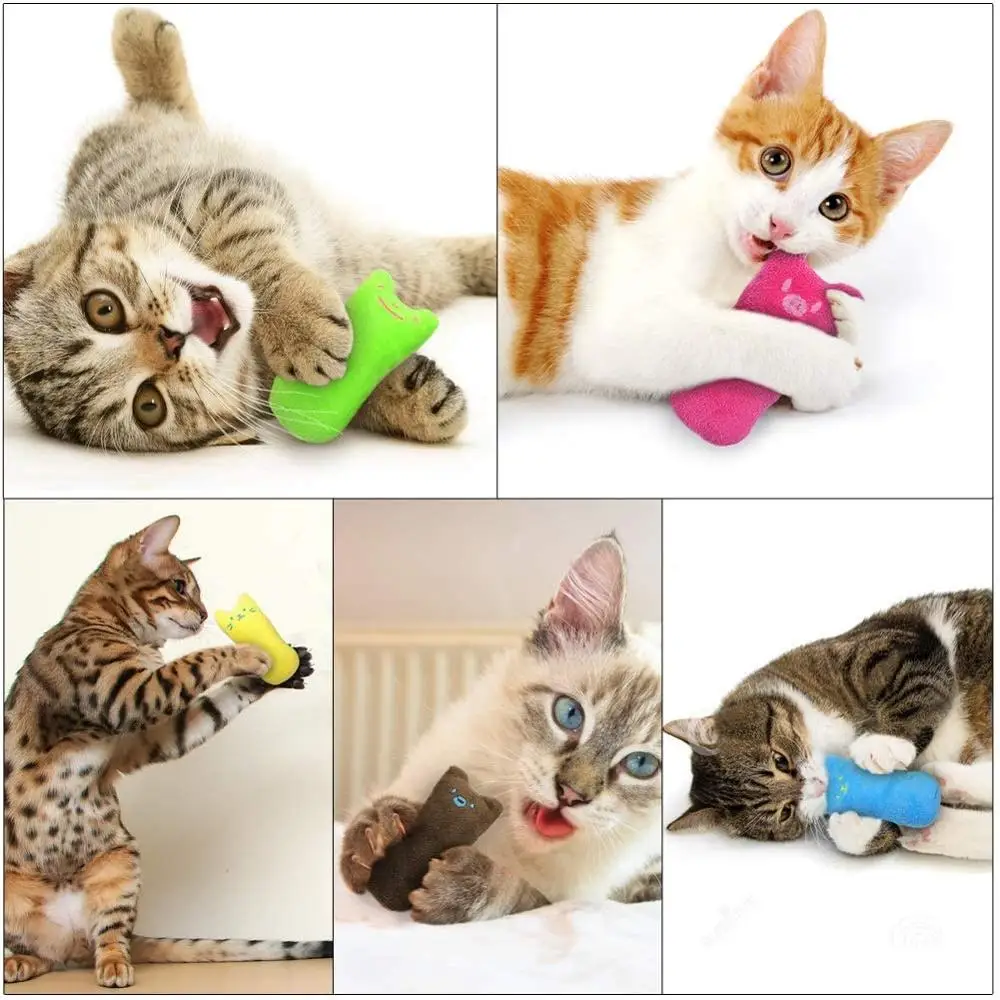 
Pet Kitten Claw Biting Chewing Teeth Grinding Mint Cat Catnip Toy Funny Interactive Training Catnip Plush Pillow Toy 